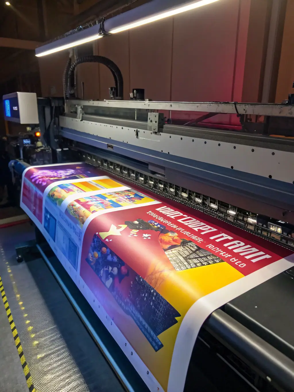 A close-up shot of a high-resolution color print emerging from a professional-grade printer, emphasizing the clarity and vibrancy of the output.